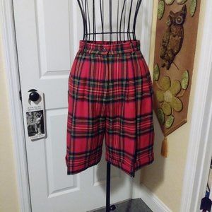 Vintage 80s Harris/Wallace Red Tartan Plaid Shorts